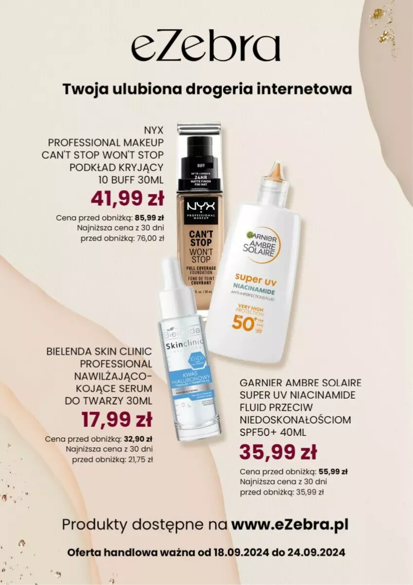 Gazetka promocyjna Dino - ważna 18.09 do 24.09.2024 - strona 64 - produkty: Bielenda, Clin, Garnier, Podkład, Rum, Ser, Serum, Serum do twarzy, Top