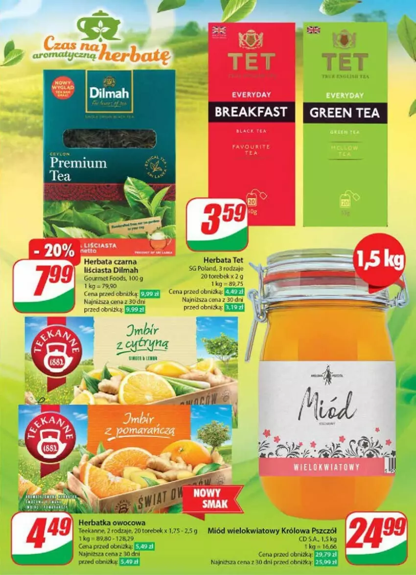 Gazetka promocyjna Dino - ważna 18.09 do 24.09.2024 - strona 68 - produkty: Dilmah, Herbata, Herbata czarna, Miód, Teekanne