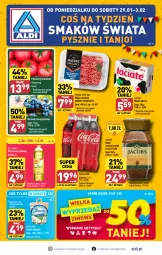 Gazetka promocyjna Aldi - Pełna oferta - Gazetka - ważna od 03.02 do 03.02.2024 - strona 1 - produkty: Mięso mielone, Kawa rozpuszczalna, Ser, Gra, Bell, Mięsne specjały, Kawa, Coca-Cola, Serek, Hochland, Bella, Olej słonecznikowy, Jacobs, Masło, Olej, Pomidory, Almette, Mięso, Fa