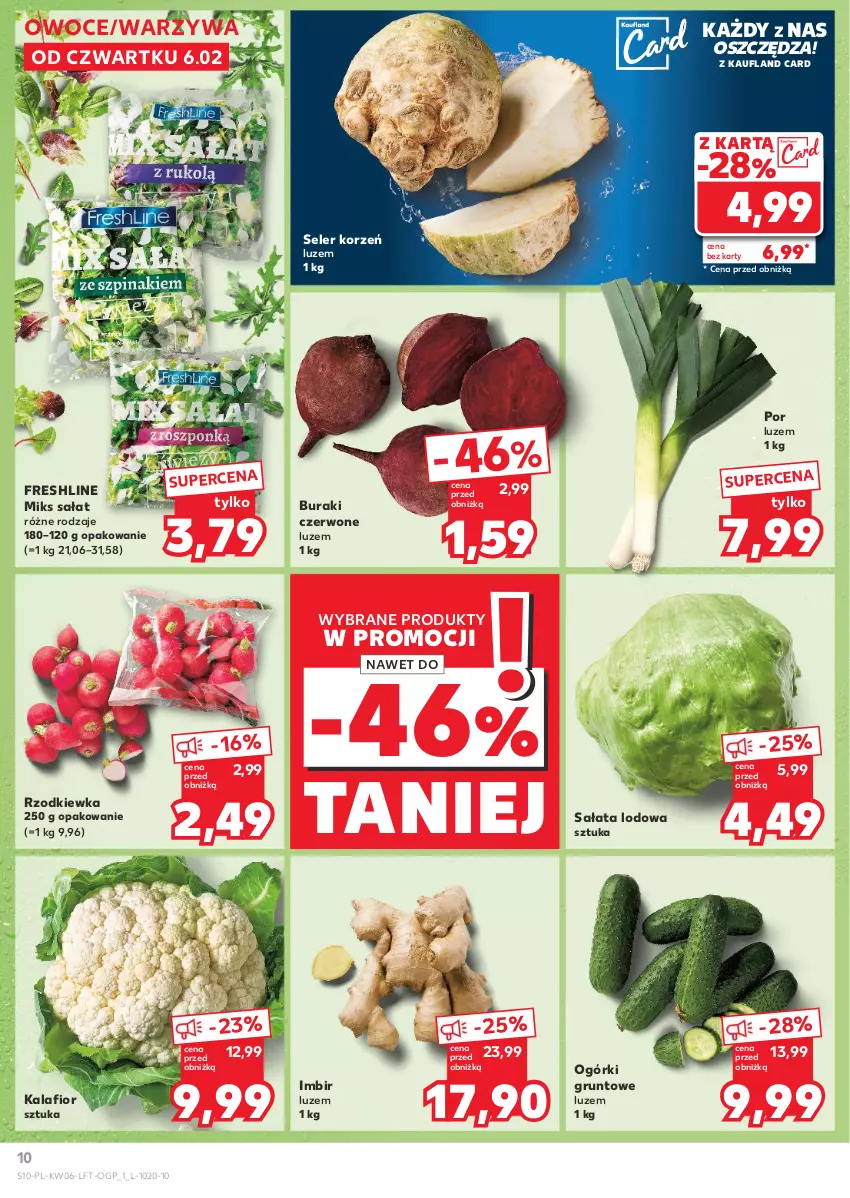 Gazetka promocyjna Kaufland - Gazetka tygodnia - ważna 06.02 do 12.02.2025 - strona 10 - produkty: Buraki, Grunt, Imbir, Kalafior, Owoce, Por, Rzodkiewka, Sałat, Sałata lodowa, Seler korzeń, Warzywa