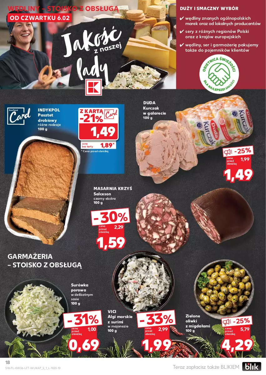 Gazetka promocyjna Kaufland - Gazetka tygodnia - ważna 06.02 do 12.02.2025 - strona 18 - produkty: Duda, Gala, Kurczak, LG, Majonez, Oliwki, Pasztet, Pojemnik, Por, Salceson, Ser, Sos, Surimi, Surówka, Tera