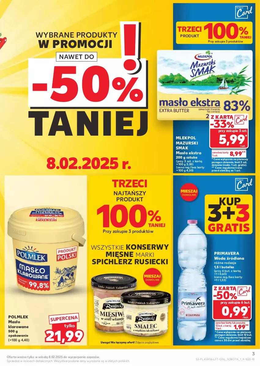 Gazetka promocyjna Kaufland - Gazetka tygodnia - ważna 06.02 do 12.02.2025 - strona 3 - produkty: Gra, LANA, Masło, Masło klarowane, POLMLEK, Prima, Primavera, Ser, Spichlerz Rusiecki, Waga, Woda