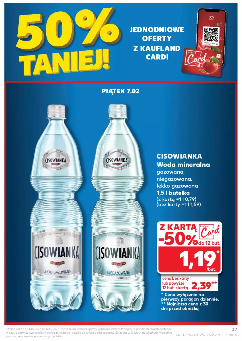 Gazetka promocyjna Kaufland - Gazetka tygodnia - ważna 06.02 do 12.02.2025 - strona 37 - produkty: Cisowianka, Woda, Woda mineralna