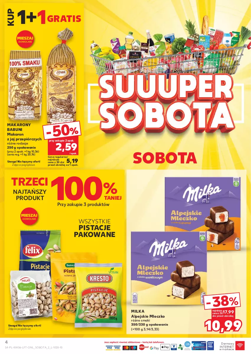 Gazetka promocyjna Kaufland - Gazetka tygodnia - ważna 06.02 do 12.02.2025 - strona 4 - produkty: Babuni, Gra, Makaron, Milka, Mleczko, Pistacje, Waga