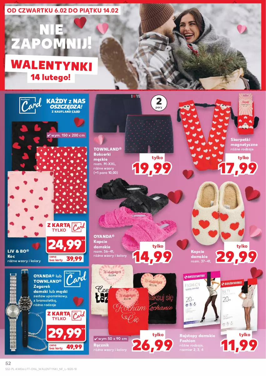 Gazetka promocyjna Kaufland - Gazetka tygodnia - ważna 06.02 do 12.02.2025 - strona 52 - produkty: Bokserki, Fa, Kapcie, Karp, Koc, Rajstopy, Ręcznik, Ser, Skarpetki, Top, Zegar, Zegarek