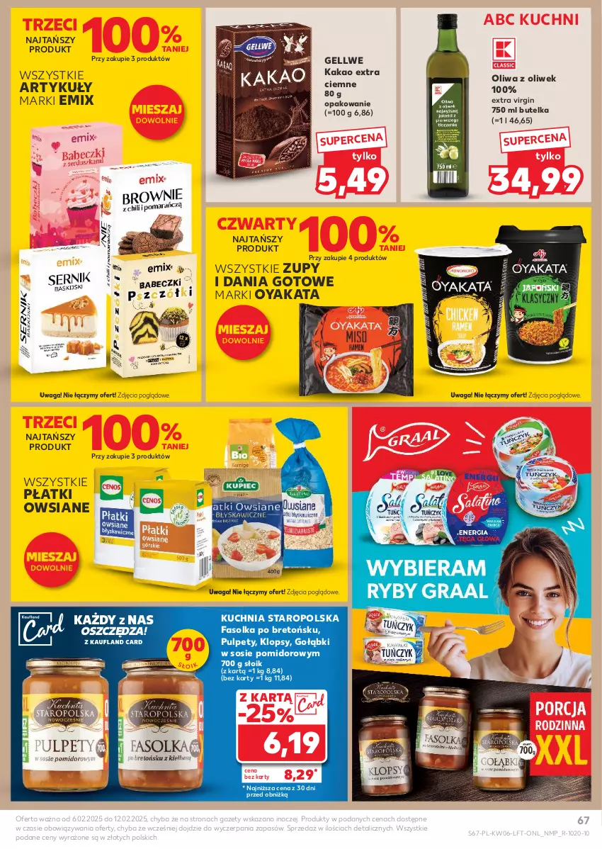 Gazetka promocyjna Kaufland - Gazetka tygodnia - ważna 06.02 do 12.02.2025 - strona 67 - produkty: Dania gotowe, Fa, Gin, Kakao, Kuchnia, Kuchnia Staropolska, Oliwa, Oliwa z oliwek, Płatki owsiane, Pulpety, Sos, Waga