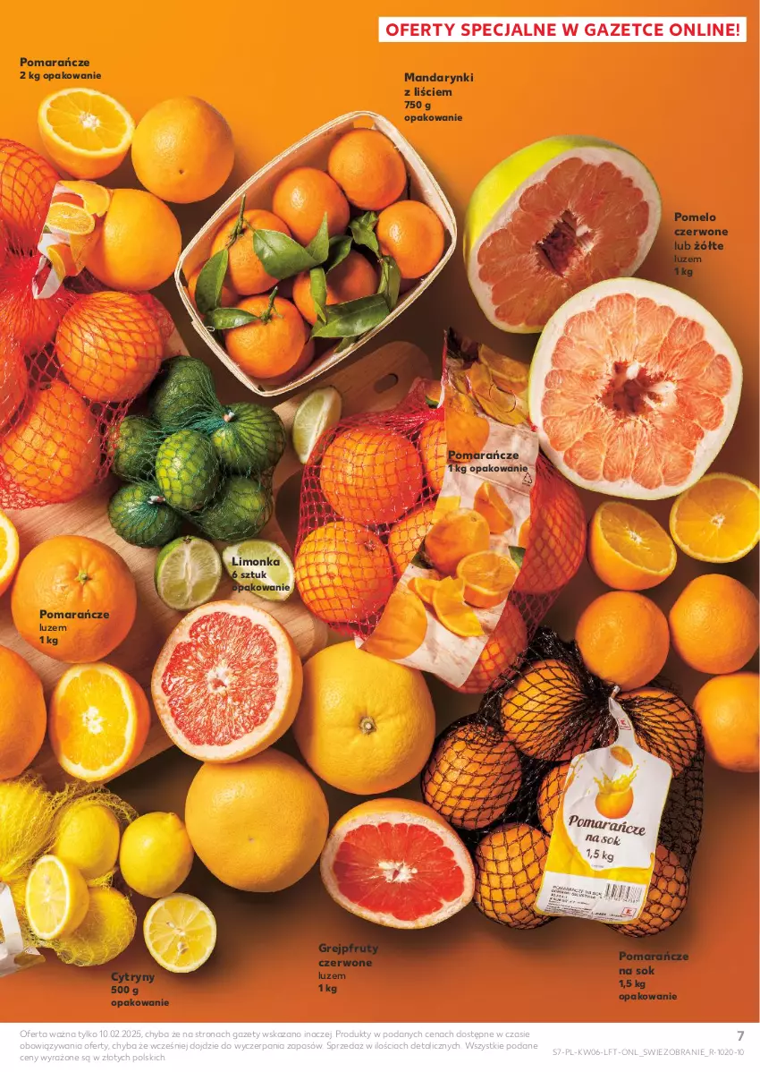 Gazetka promocyjna Kaufland - Gazetka tygodnia - ważna 06.02 do 12.02.2025 - strona 7 - produkty: Cytryny, Grejpfrut, Limonka, Mandarynki, Pomarańcze, Pomelo, Sok