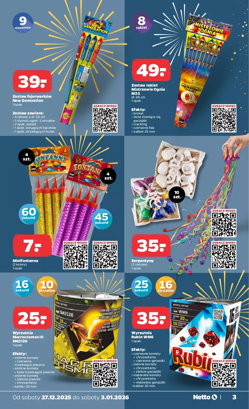 Gazetka promocyjna Netto - Od Soboty - ważna 27.12.2025 do 03.01.2026 - strona 3 - produkty: Fa, Piwo, Rubin, Ser, Strzałów, Wyrzutnia, Zestaw fajerwerków