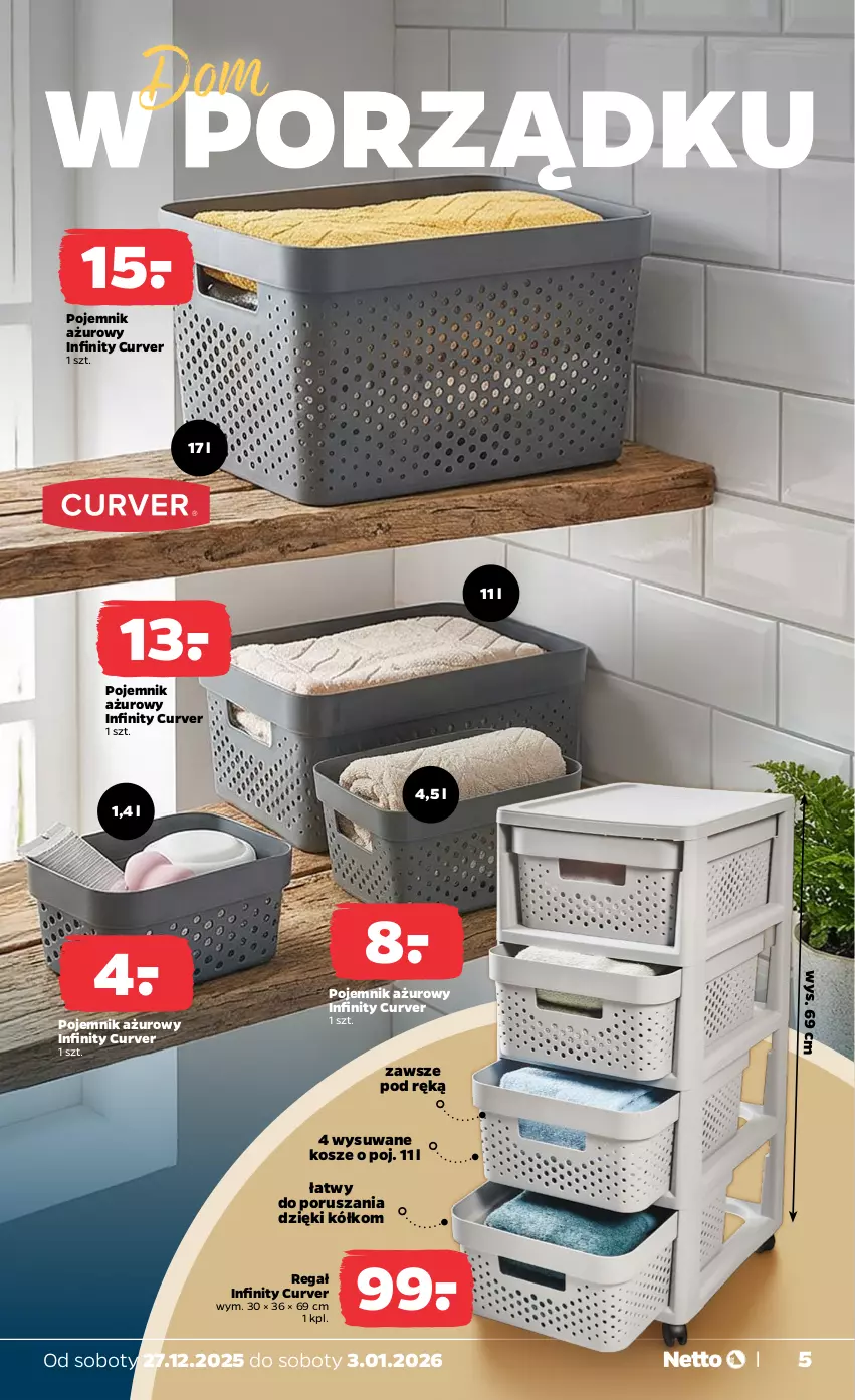 Gazetka promocyjna Netto - Od Soboty - ważna 27.12.2025 do 03.01.2026 - strona 5 - produkty: Kosz, Pojemnik, Por, Regał