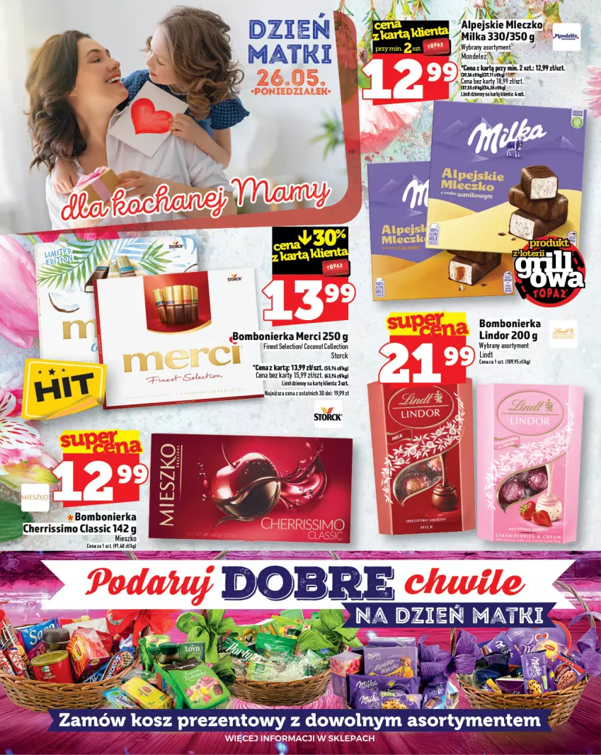 Gazetka promocyjna Topaz - Gazetka - ważna 22.05 do 28.05.2025 - strona 2 - produkty: Kosz, Lindor, Lindt, Merci, Milka, Mleczko