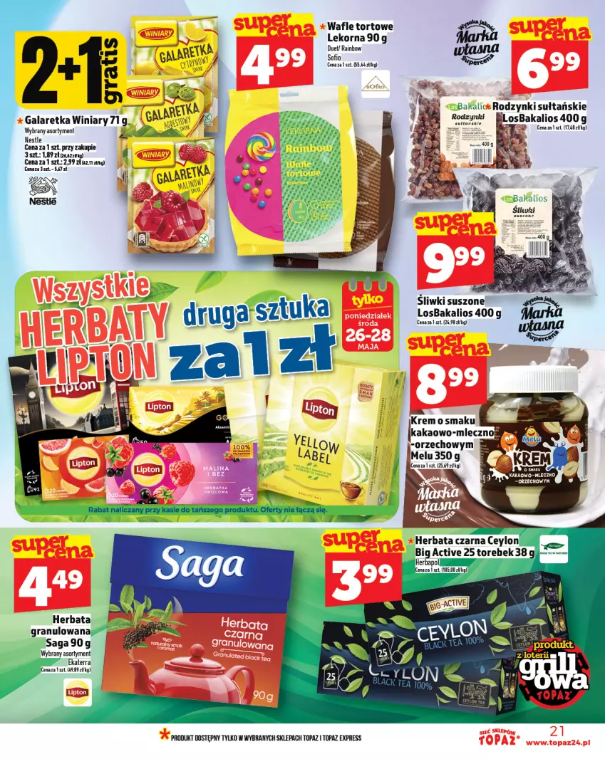 Gazetka promocyjna Topaz - Gazetka - ważna 22.05 do 28.05.2025 - strona 21 - produkty: Gala, Galaretka, Gra, Herbata, Herbata czarna, Kakao, Rodzynki, Rum, Saga, Top, Winiary