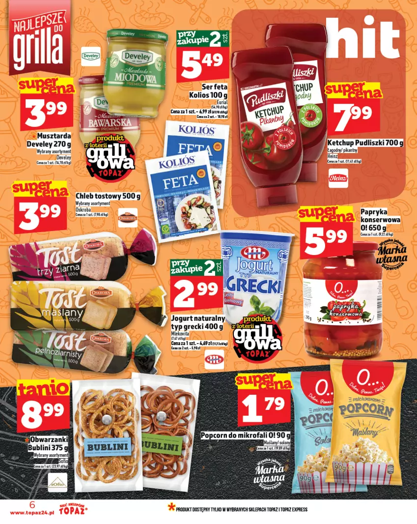 Gazetka promocyjna Topaz - Gazetka - ważna 22.05 do 28.05.2025 - strona 6 - produkty: Chleb, Chleb tostowy, Papryka, Pudliszki, Ser, Top