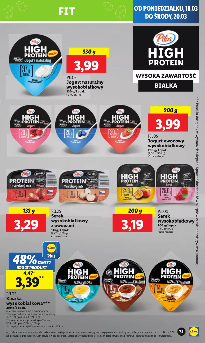 Gazetka promocyjna Lidl - GAZETKA - ważna 18.03 do 20.03.2024 - strona 35 - produkty: Jogurt, Jogurt naturalny, Jogurt owocowy, Kakao, Pilos, Ser, Serek, Sok