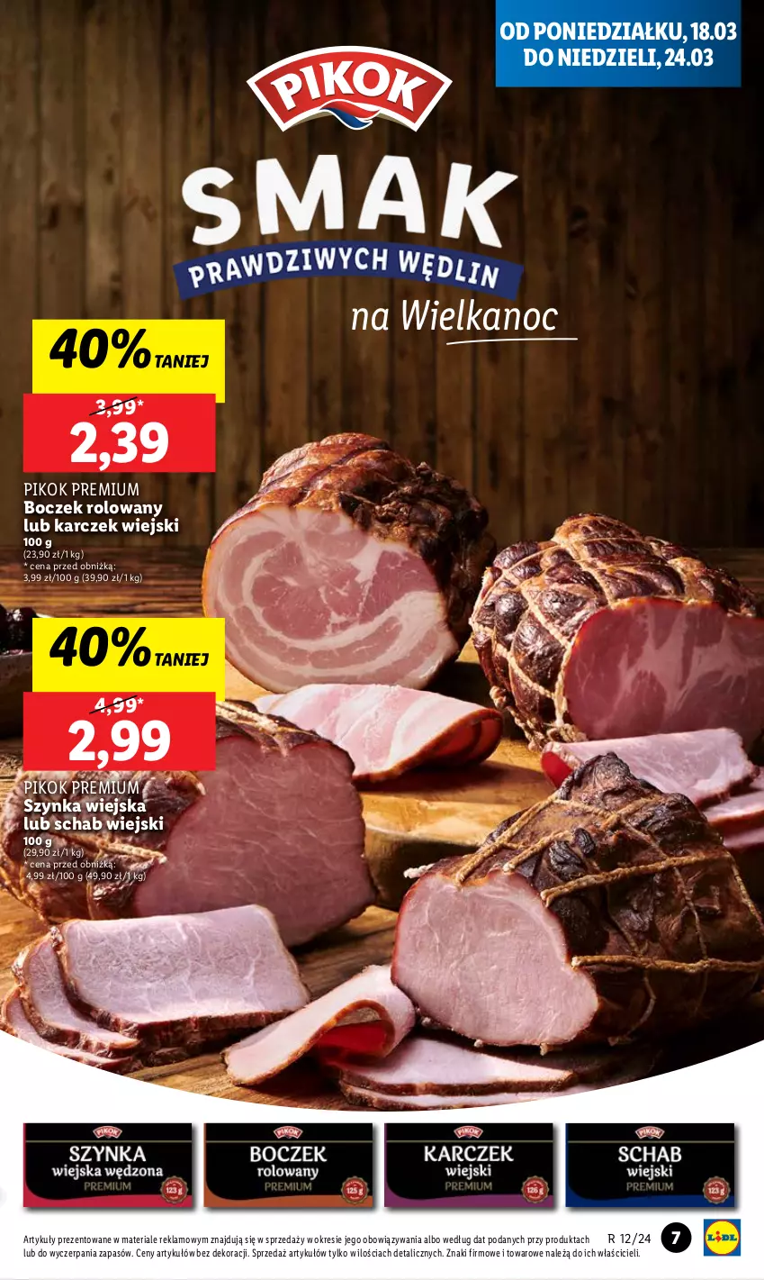 Gazetka promocyjna Lidl - GAZETKA - ważna 18.03 do 20.03.2024 - strona 9 - produkty: Boczek, PIKOK, Szynka