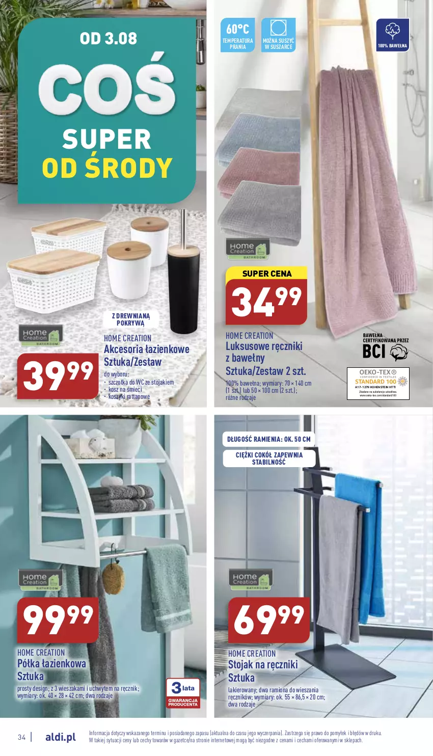 Gazetka promocyjna Aldi - Pełny katalog - ważna 01.08 do 06.08.2022 - strona 34 - produkty: Kosz, Lakier, Półka, Półka łazienkowa, Ręcznik, Stojak, Szczotka, Szczotka do WC, Wełna, Wieszak