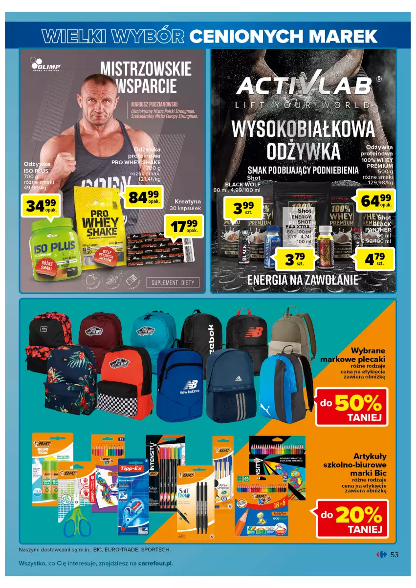 Gazetka promocyjna Carrefour - Gazetka Wielki wybór cenionych marek - ważna 02.11 do 12.11.2022 - strona 53 - produkty: BIC, Biuro, Lack, Piec, Plecak