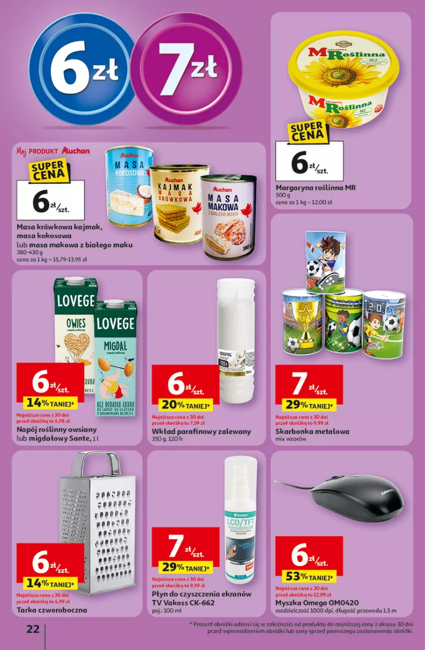 Gazetka promocyjna Auchan - 30 Lat Hipermarket - ważna 23.04 do 28.04.2026 - strona 22 - produkty: Kokos, Margaryna, Masa krówkowa, Mysz, Napój, Napój roślinny, Sante, Tarka