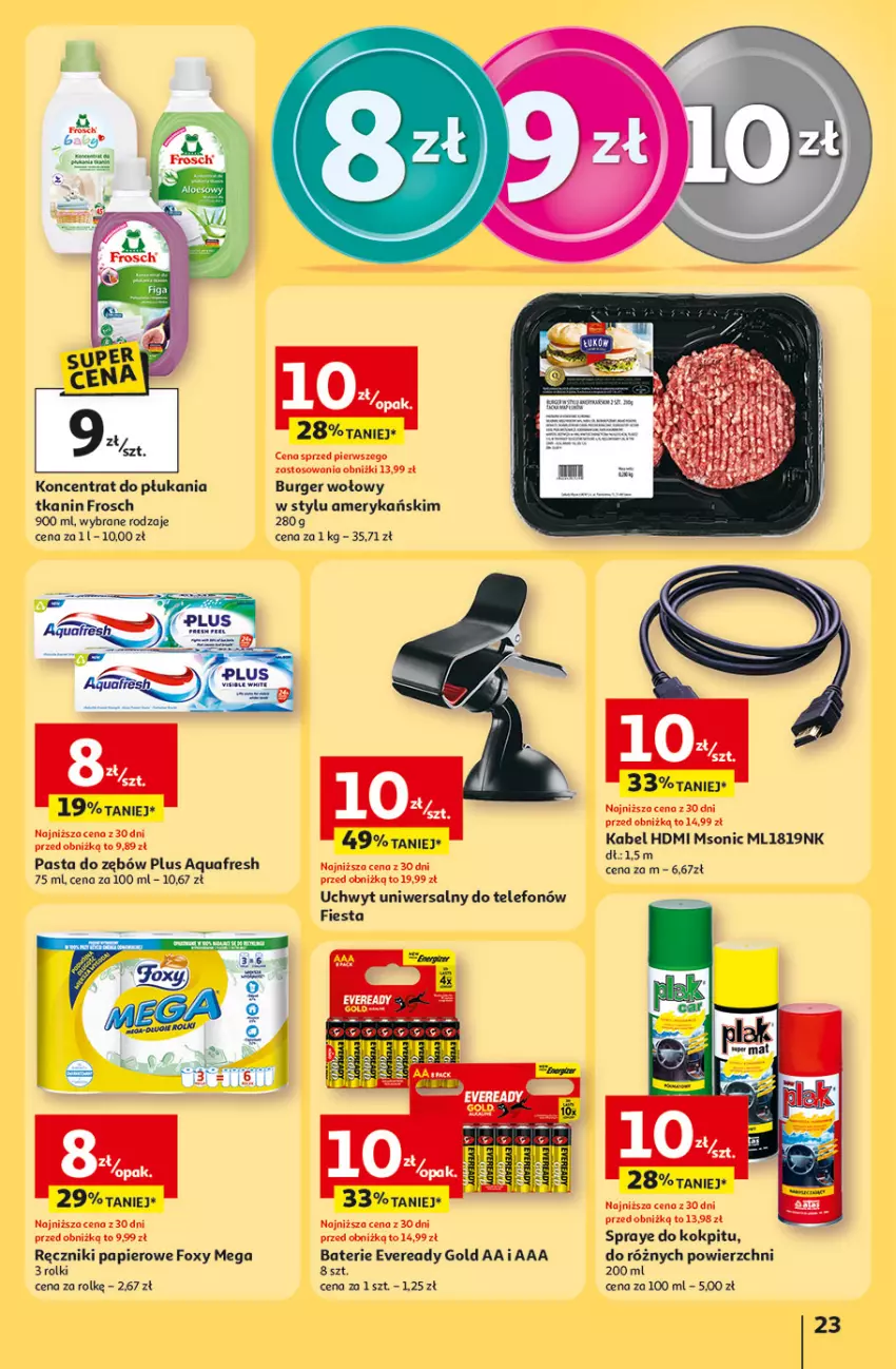 Gazetka promocyjna Auchan - 30 Lat Hipermarket - ważna 23.04 do 28.04.2026 - strona 23 - produkty: Aquafresh, Burger, Foxy, Frosch, Papier, Pasta do zębów, Ręcznik, Ręczniki papierowe, Rolki, Telefon