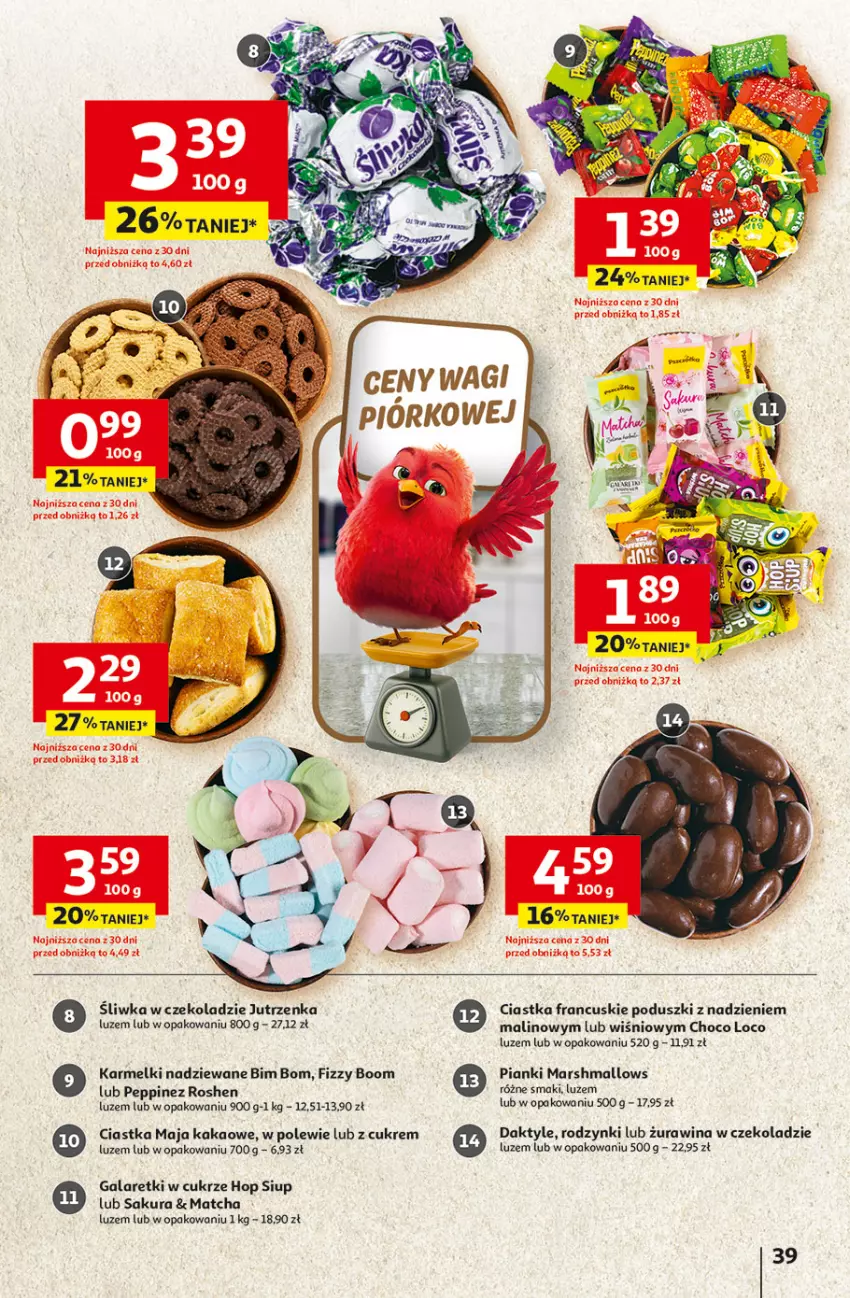 Gazetka promocyjna Auchan - 30 Lat Hipermarket - ważna 23.04 do 28.04.2026 - strona 39 - produkty: Ciastka, Daktyle, Gala, Galaretki, Jutrzenka, Kakao, Mars, Marshmallows, Rodzynki, Wagi
