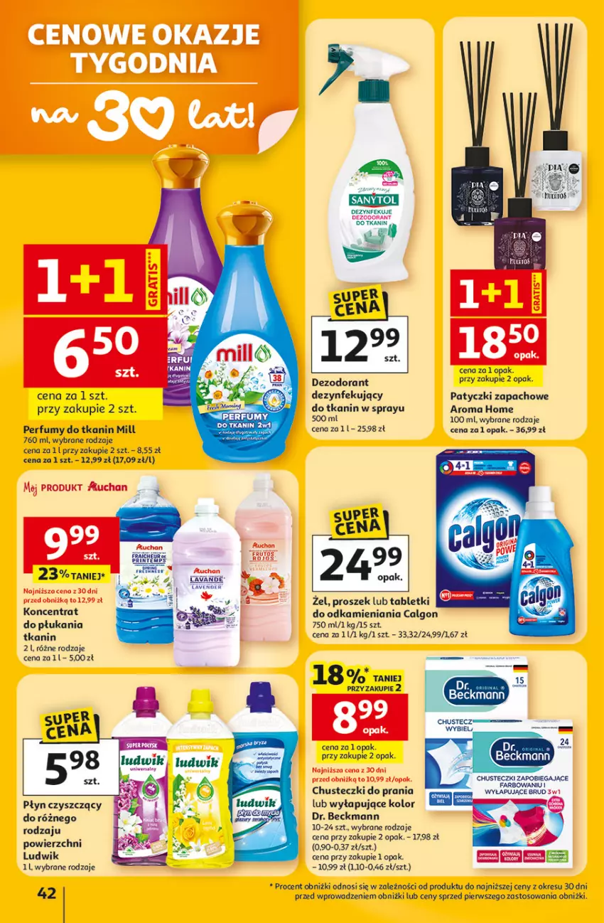 Gazetka promocyjna Auchan - 30 Lat Hipermarket - ważna 23.04 do 28.04.2026 - strona 42 - produkty: Calgon, Chusteczki, Chusteczki do prania, Dezodorant, Fa, LG, Ludwik, Perfum, Tablet