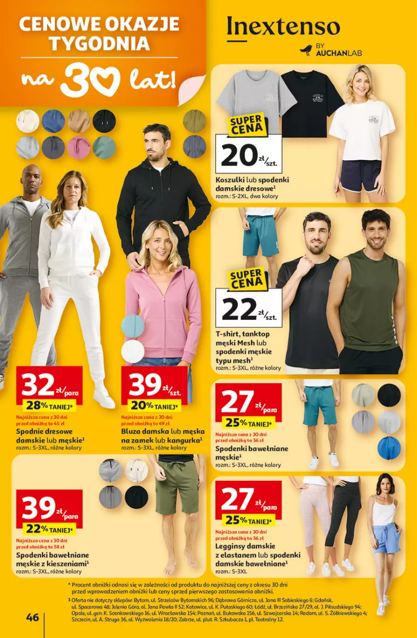 Gazetka promocyjna Auchan - 30 Lat Hipermarket - ważna 23.04 do 28.04.2026 - strona 46 - produkty: Acer, Bluza, Cars, Dres, Gin, Kosz, Legginsy, Sos, Spodnie, Spodnie dresowe, T-shirt, Top