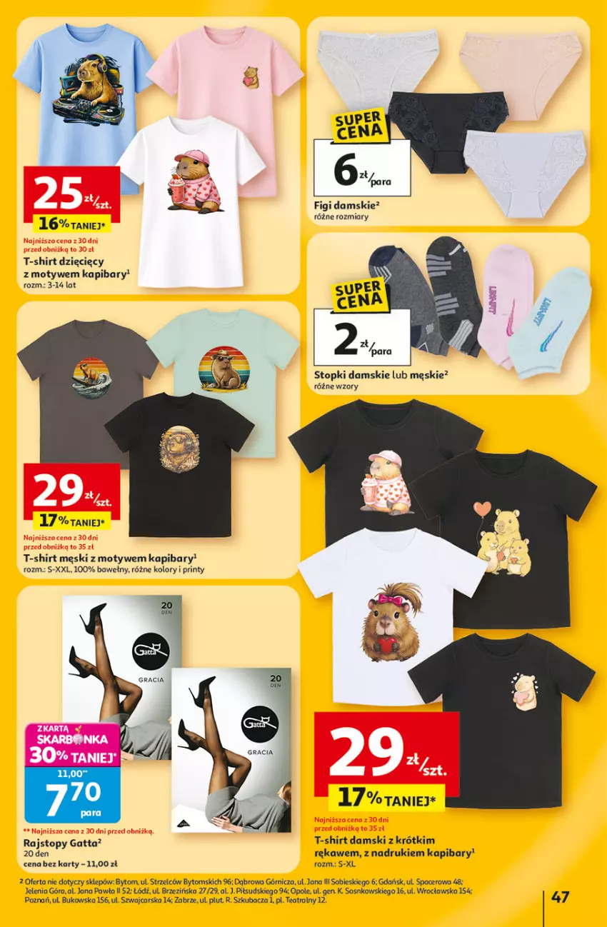 Gazetka promocyjna Auchan - 30 Lat Hipermarket - ważna 23.04 do 28.04.2026 - strona 47 - produkty: Cars, Figi, Gatta, Gra, Rajstopy, Sos, T-shirt, Top