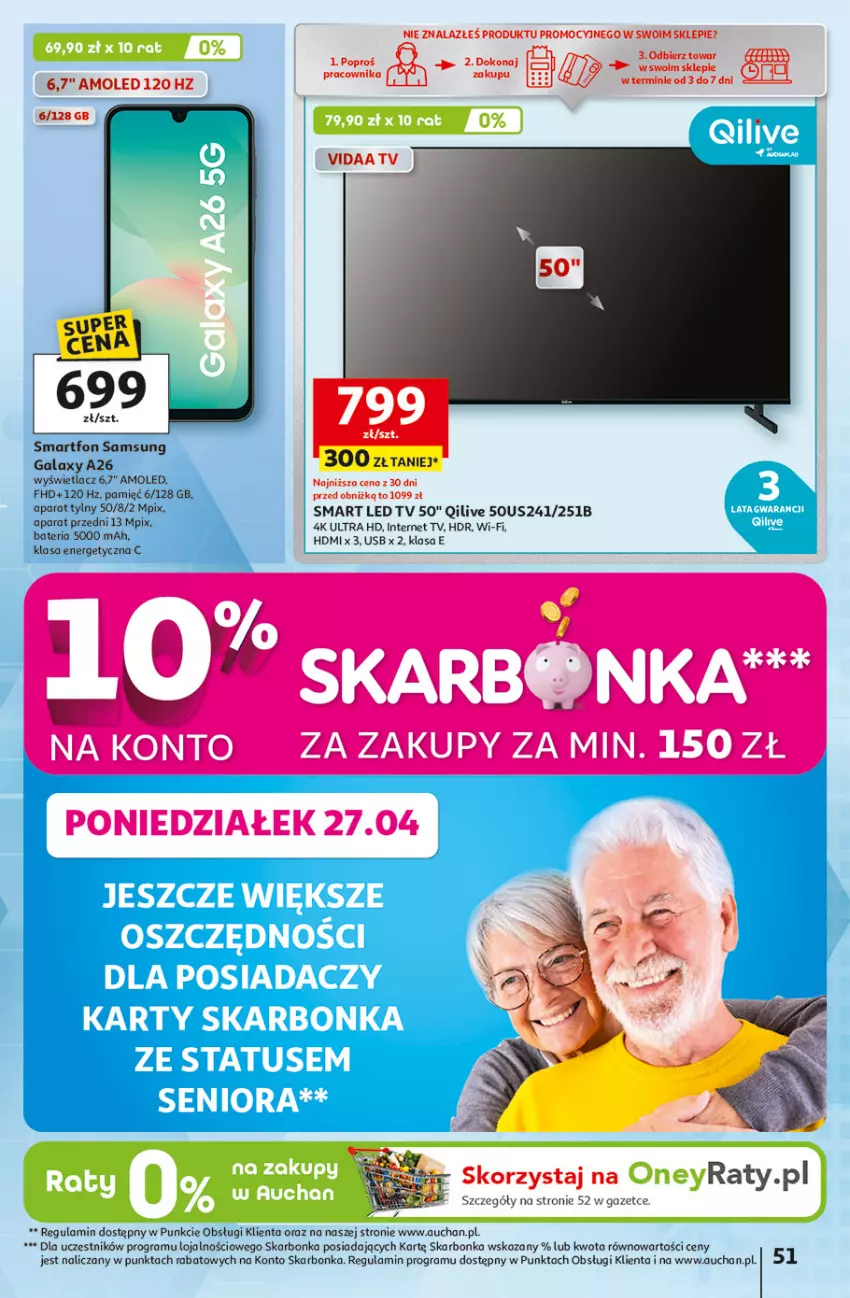 Gazetka promocyjna Auchan - 30 Lat Hipermarket - ważna 23.04 do 28.04.2026 - strona 51 - produkty: Amol, Bateria, Gala, Gra, LED TV, Samsung, Smartfon