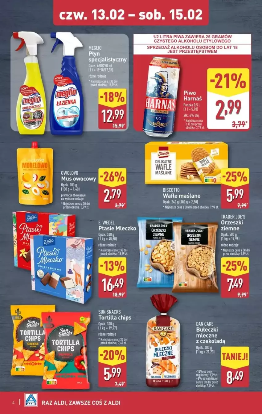 Gazetka promocyjna Aldi - ważna 13.02 do 15.02.2025 - strona 5 - produkty: AEG, Fa, Gra, Harnaś, LG, Mleczko, Mus, Orzeszki, Piwa, Piwo, Ptasie mleczko, Tortilla, Tortilla Chips, Wafle