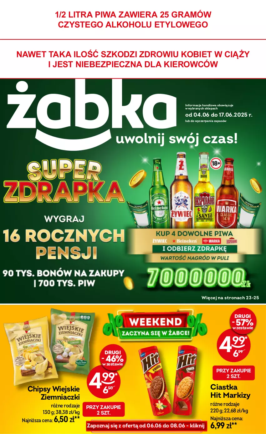 Gazetka promocyjna Żabka - ważna 04.06 do 17.06.2025 - strona 1 - produkty: Chipsy, Ciastka, Gra, Piec, Piwa