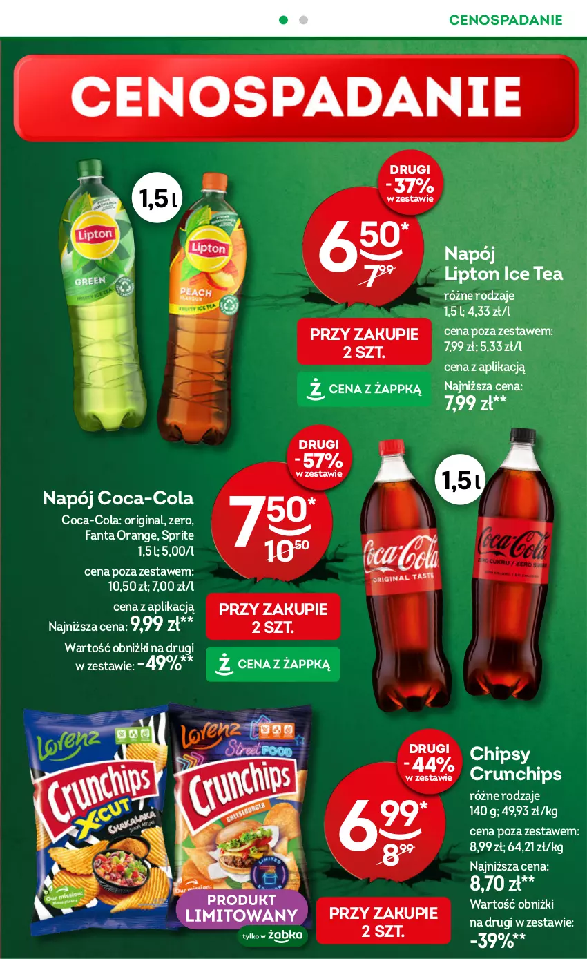 Gazetka promocyjna Żabka - ważna 04.06 do 17.06.2025 - strona 32 - produkty: Cenos, Chipsy, Coca-Cola, Crunchips, Fa, Fanta, Gin, Ice tea, Lipton, Napój, Sprite