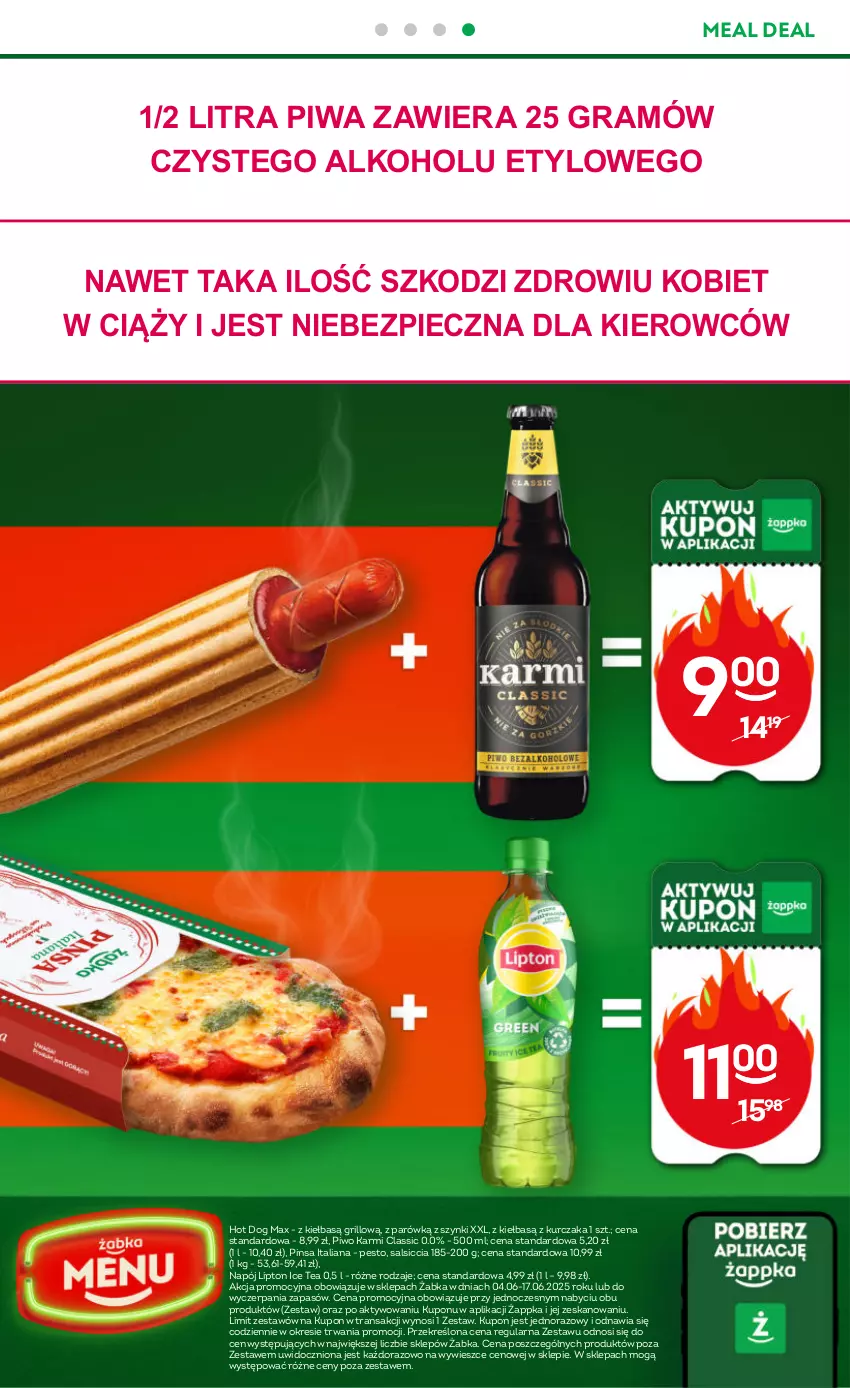 Gazetka promocyjna Żabka - ważna 04.06 do 17.06.2025 - strona 63 - produkty: Gra, Grill, Hot dog, Ice tea, Karmi, Kurczak, Lipton, Napój, Pesto, Piec, Piwa, Piwo, Tran