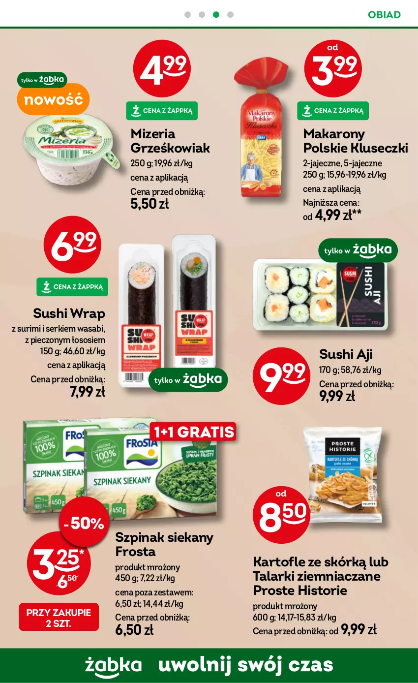 Gazetka promocyjna Żabka - ważna 04.06 do 17.06.2025 - strona 68 - produkty: Frosta, Gra, Makaron, Piec, Ser, Sos, Surimi, Sushi, Szpinak, Wasa
