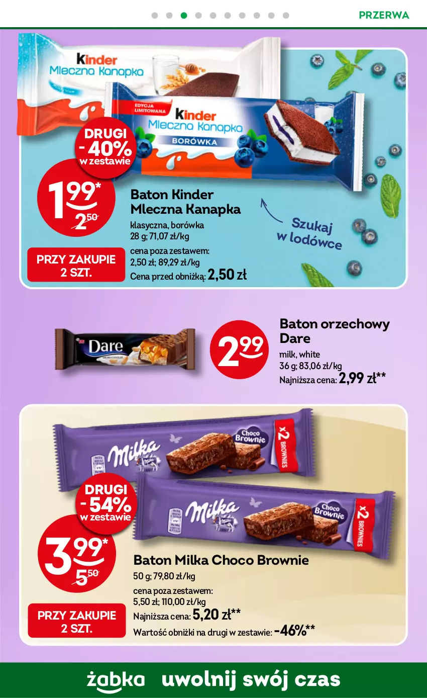 Gazetka promocyjna Żabka - ważna 04.06 do 17.06.2025 - strona 78 - produkty: Baton, Borówka, Brownie, Kinder, Milka, Mleczna kanapka