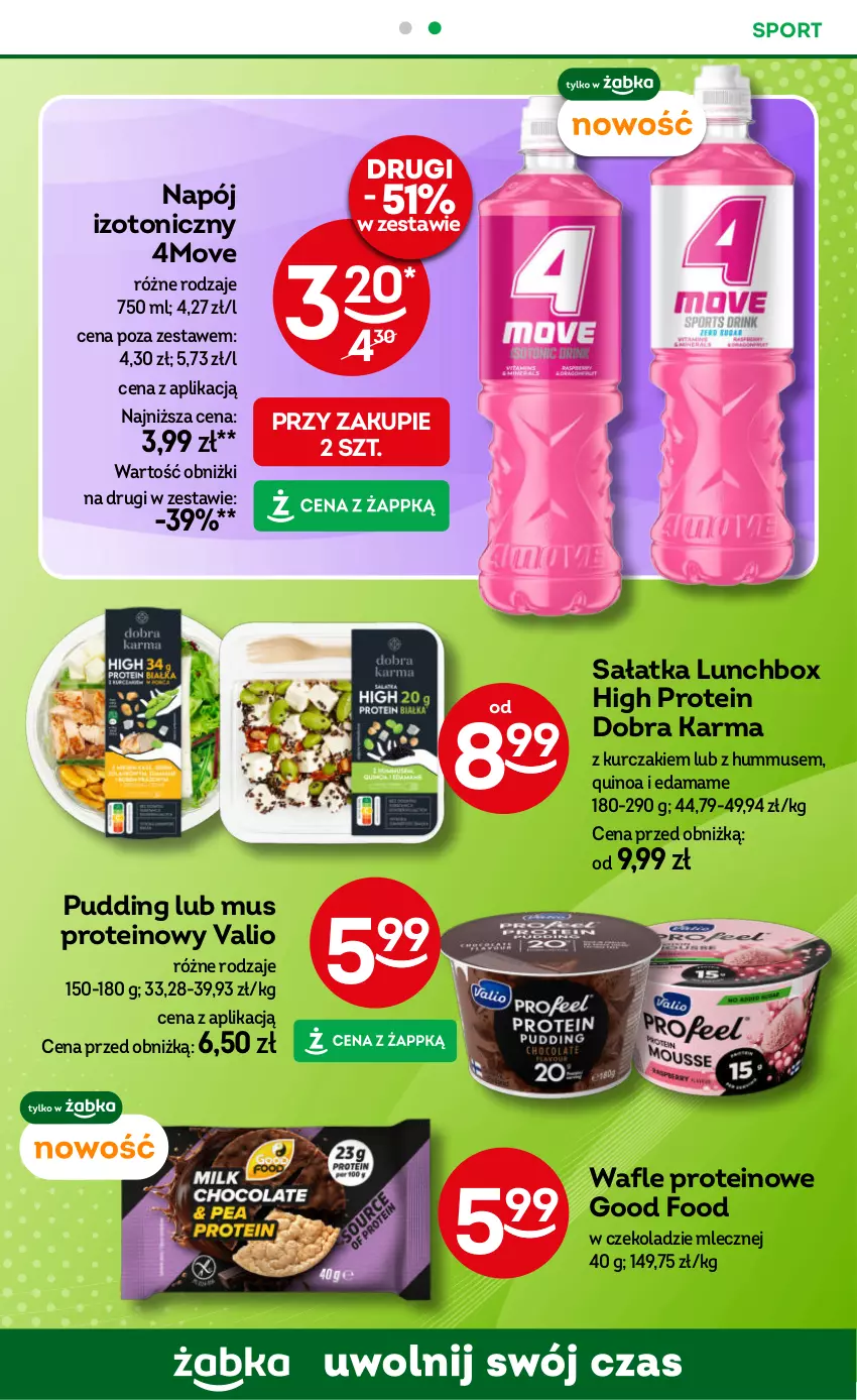 Gazetka promocyjna Żabka - ważna 04.06 do 17.06.2025 - strona 89 - produkty: Edam, Hummus, Kurczak, Mus, Napój, Napój izotoniczny, Por, Pudding, Quinoa, Sałat, Sałatka, Sport, Wafle