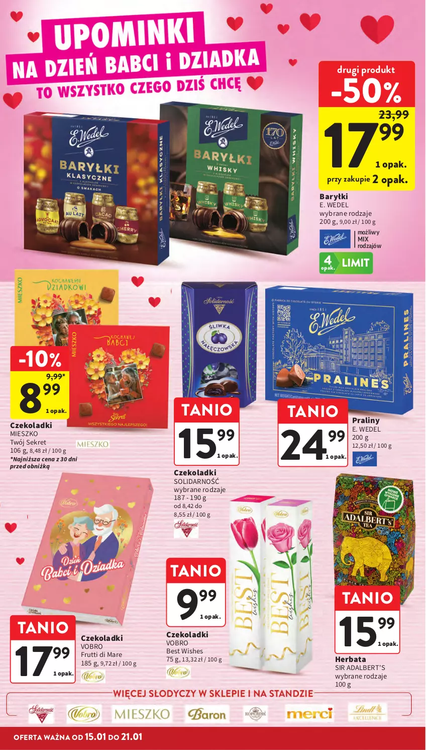 Gazetka promocyjna Intermarche - Gazetka promocyjna - ważna 15.01 do 21.01.2026 - strona 12 - produkty: Baryłki, E. Wedel, Herbata, Kret, Praliny