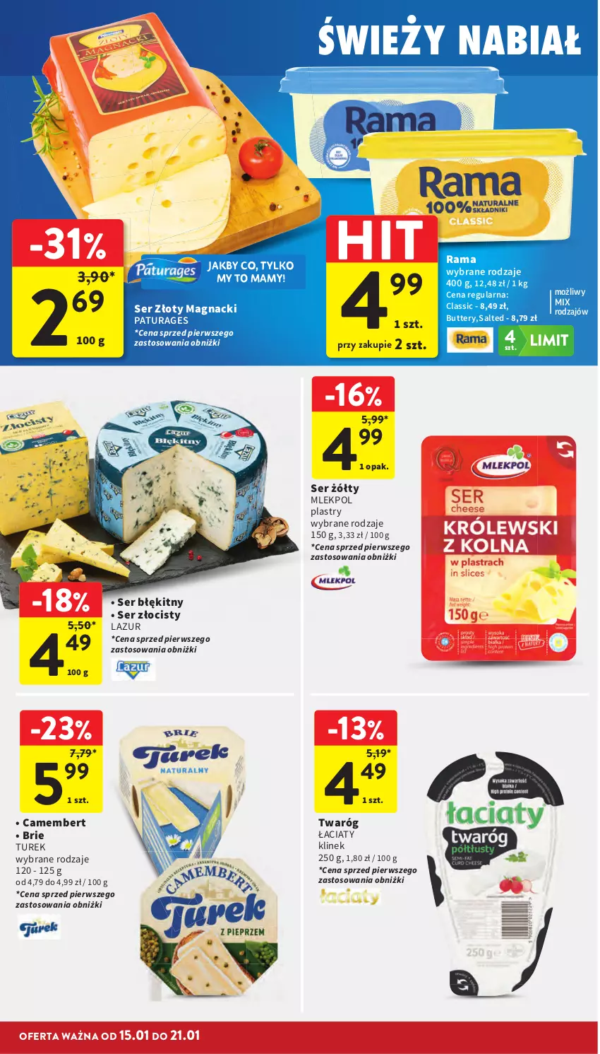 Gazetka promocyjna Intermarche - Gazetka promocyjna - ważna 15.01 do 21.01.2026 - strona 24 - produkty: Brie, Camembert, Lazur, Rama, Ser, Twaróg