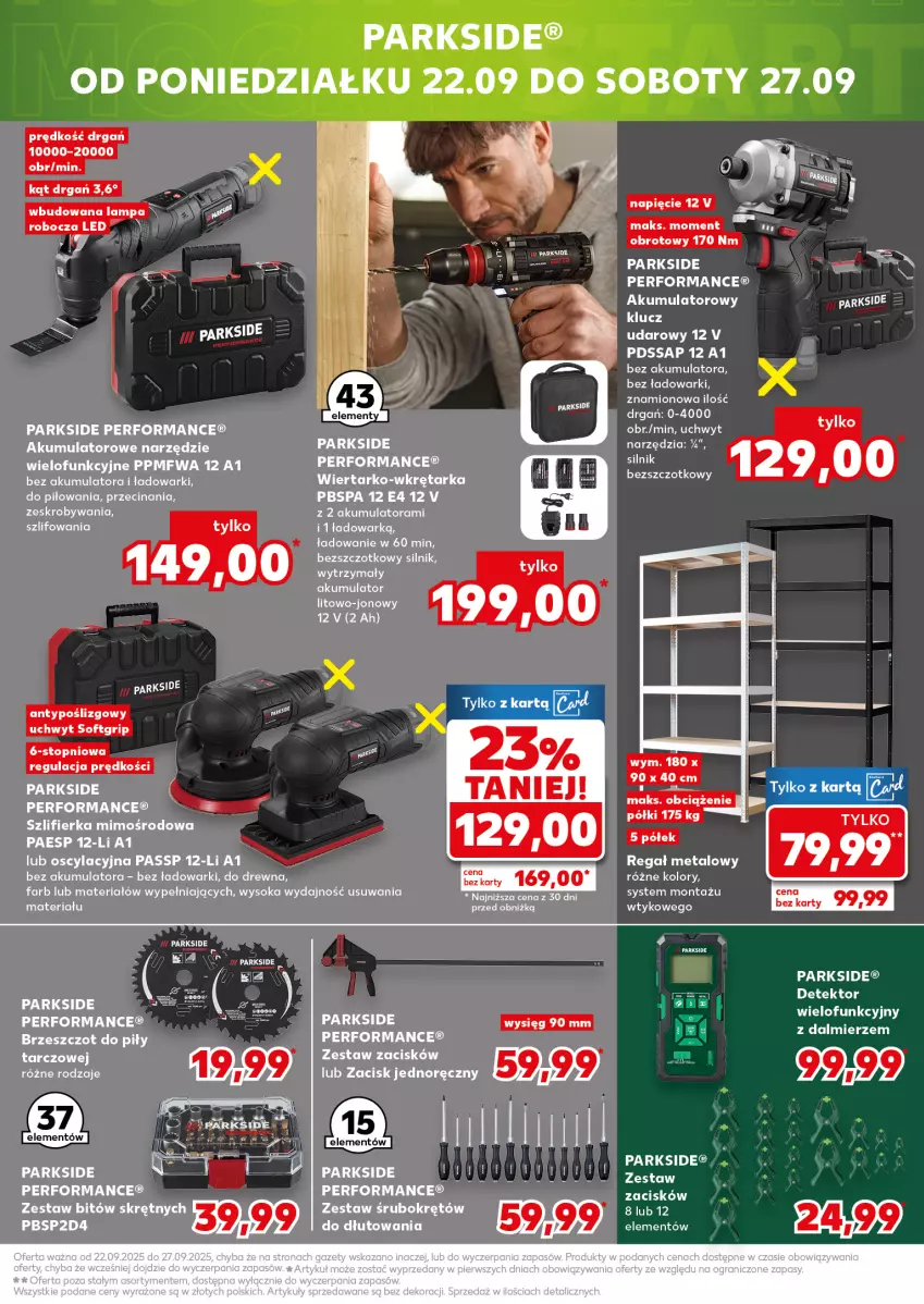 Gazetka promocyjna Kaufland - Mocny Start - ważna 22.09 do 24.09.2025 - strona 19 - produkty: Akumulator, Fa, Parkside, Regał, Regał metalowy, Sok, Szlifierka, Tarka, Wkręt, Wkrętarka