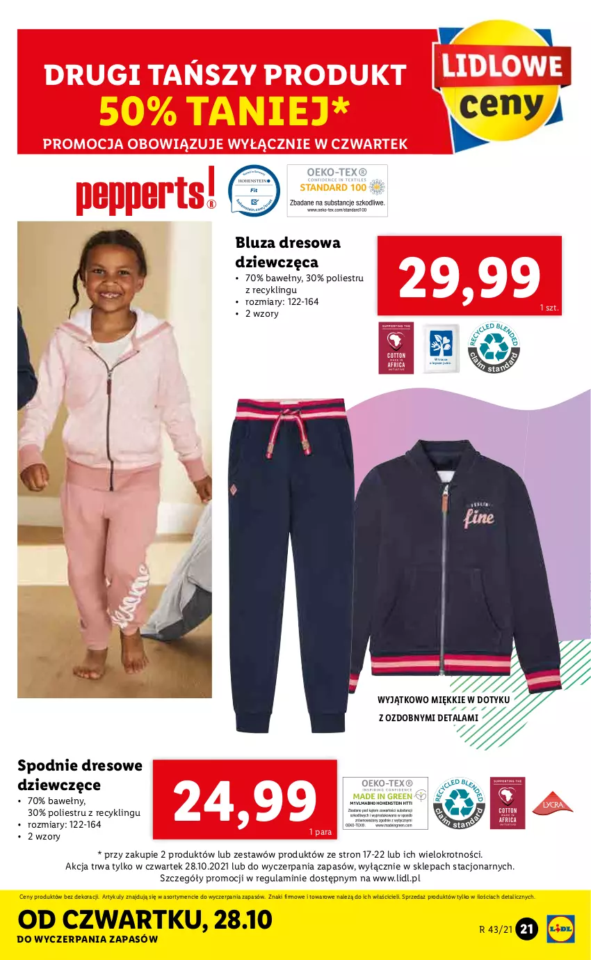 Gazetka promocyjna Lidl - GAZETKA - ważna 25.10 do 31.10.2021 - strona 21 - produkty: Bluza, Bluza dresowa, Dres, Spodnie, Spodnie dresowe