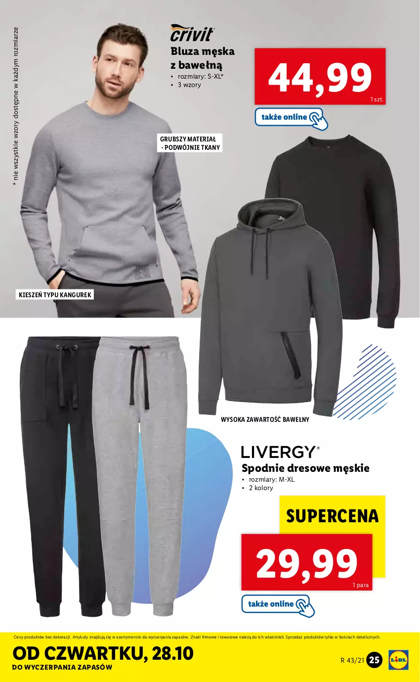 Gazetka promocyjna Lidl - GAZETKA - ważna 25.10 do 31.10.2021 - strona 25 - produkty: Bluza, Dres, Sok, Spodnie, Spodnie dresowe