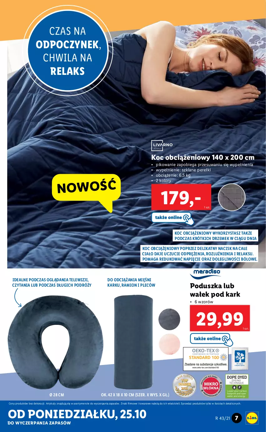 Gazetka promocyjna Lidl - GAZETKA - ważna 25.10 do 31.10.2021 - strona 7 - produkty: Koc, Poduszka, Wałek