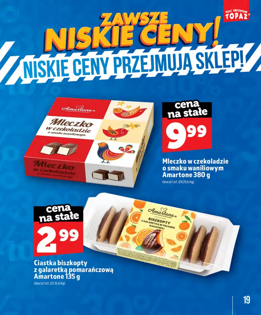 Gazetka promocyjna Topaz - Gazetka - ważna 28.05 do 31.08.2026 - strona 19 - produkty: Biszkopty, Ciastka, Gala, Mleczko