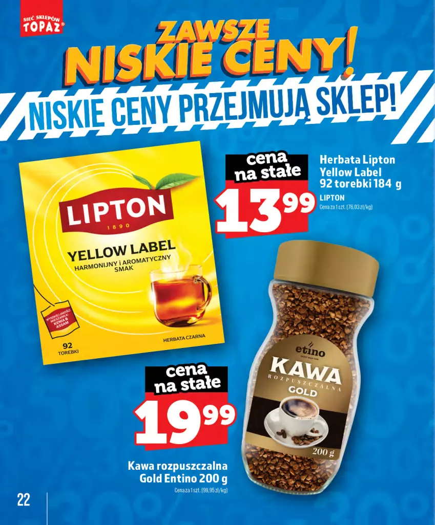 Gazetka promocyjna Topaz - Gazetka - ważna 28.05 do 31.08.2026 - strona 22 - produkty: Herbata, Kawa, Kawa rozpuszczalna, Lipton