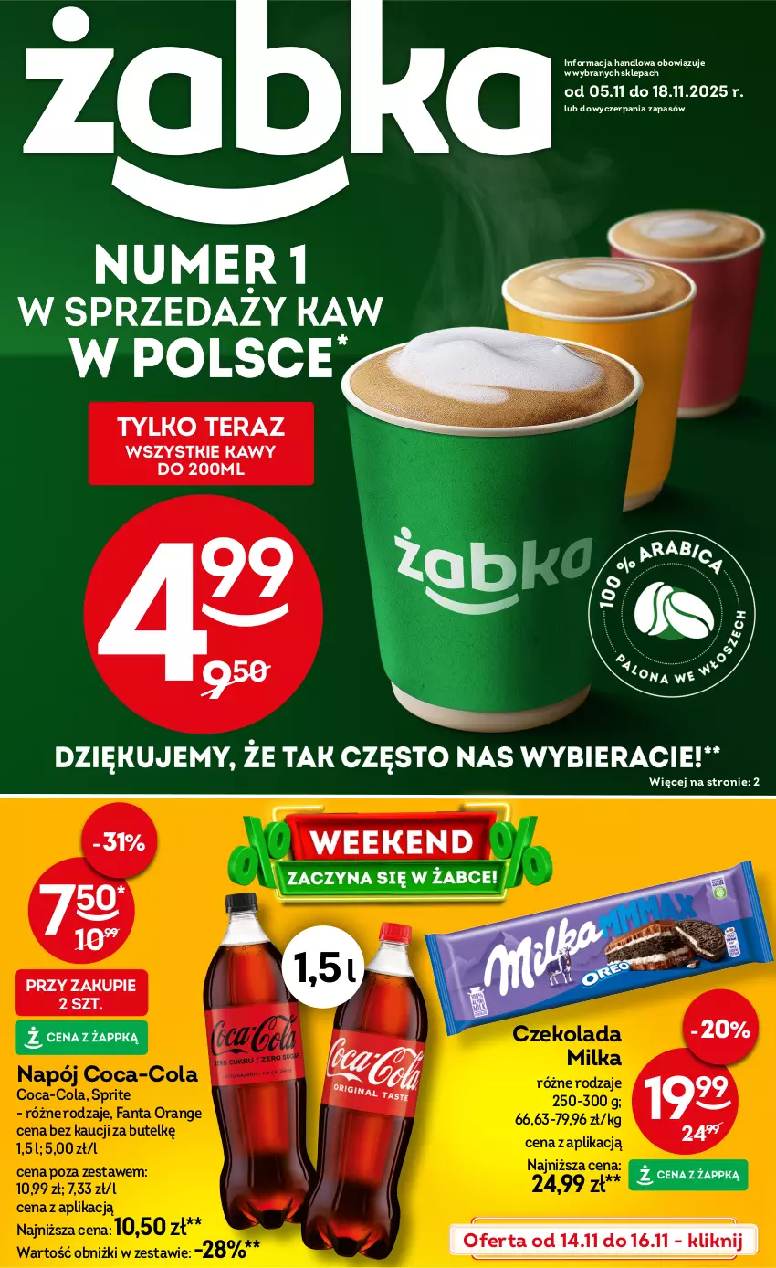 Gazetka promocyjna Żabka - ważna 23.09 do 15.12.2025 - strona 1 - produkty: Coca-Cola, Czekolada, Fa, Fanta, Milka, Napój, Sprite, Tera