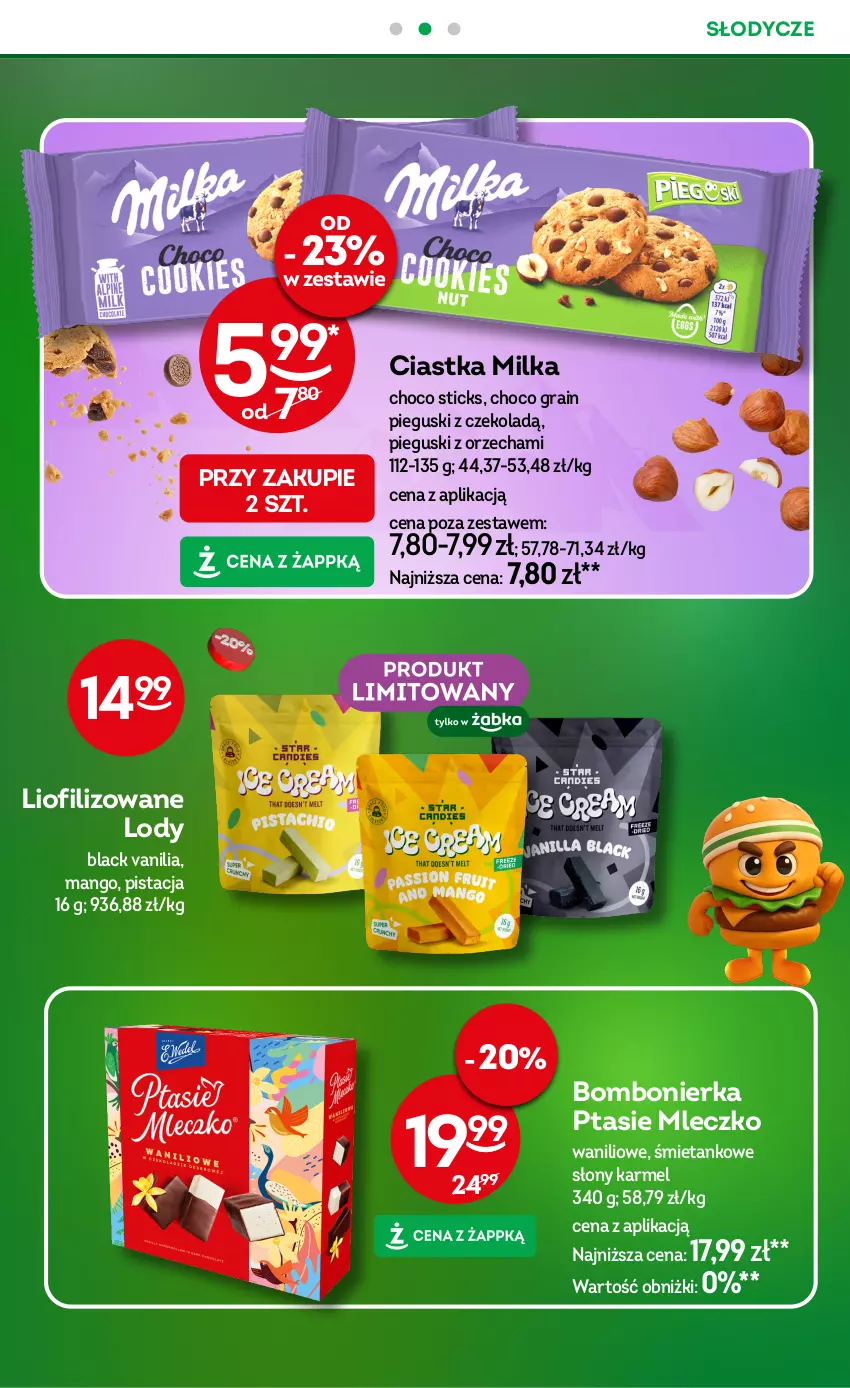 Gazetka promocyjna Żabka - ważna 23.09 do 15.12.2025 - strona 19 - produkty: Ciastka, Gra, Lack, Lody, Mango, Milka, Mleczko, Ptasie mleczko