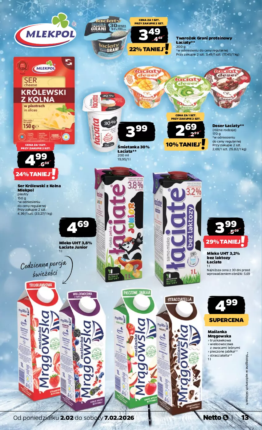 Gazetka promocyjna Netto - Od Poniedziałku - ważna 02.02 do 07.02.2026 - strona 13 - produkty: Deser, Gra, Jabłka, Królewski, Maślanka, Mleko, Piec, Por, Ser