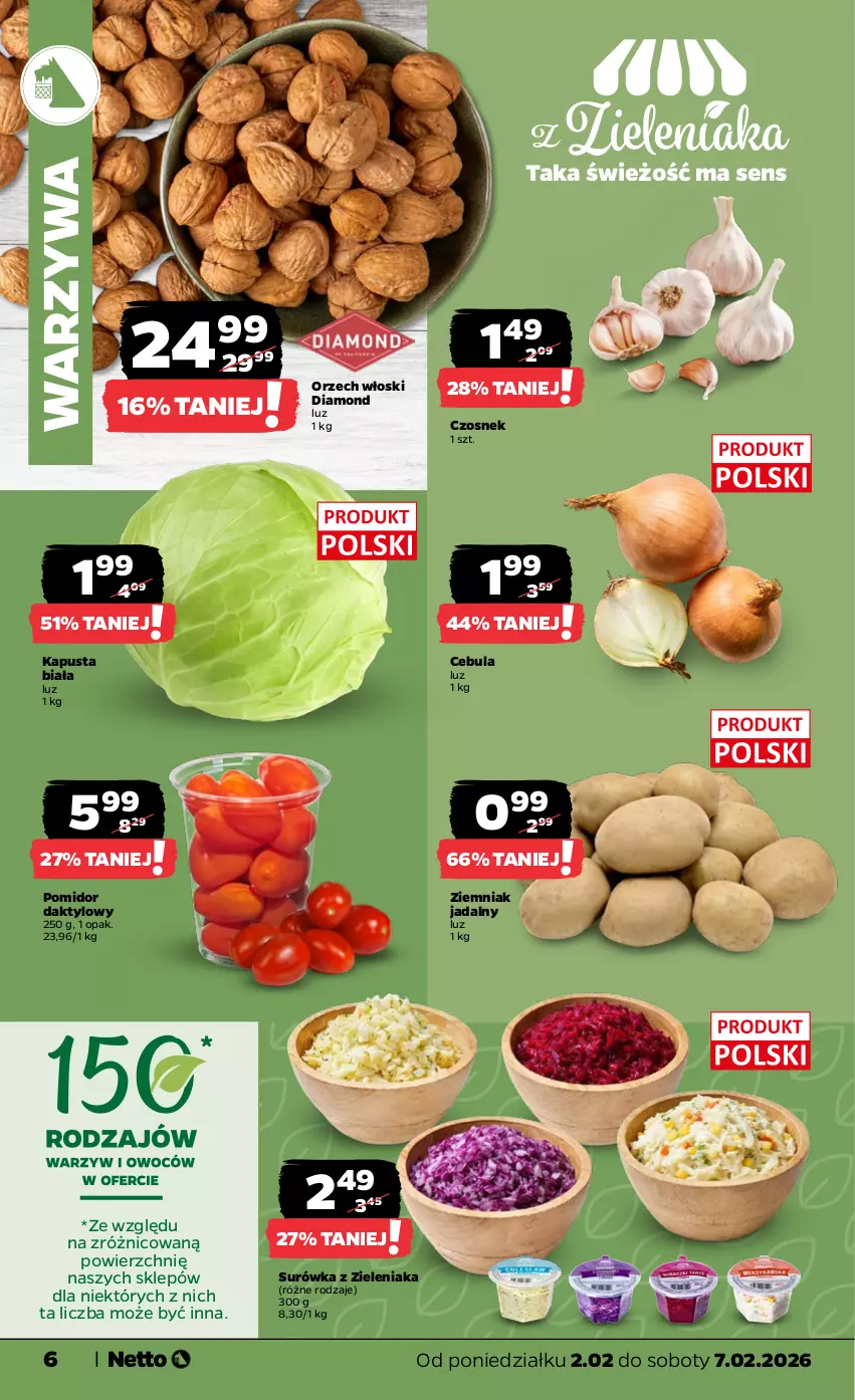 Gazetka promocyjna Netto - Od Poniedziałku - ważna 02.02 do 07.02.2026 - strona 6 - produkty: Cebula, Czosnek, Surówka, Warzywa