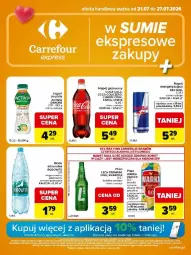 Gazetka promocyjna Carrefour - Gazetka Express w SUMIE ekspresowe zakupy - Gazetka - ważna od 27.07 do 27.07.2026 - strona 1 - produkty: Piwa, Piec, Por, Gra, Danone, Red Bull, Jogurt, Coca-Cola, Warka, Radler, Fanta, Owoce, Woda, Sprite, Napój, Grejpfrut, Lech Premium, Fa