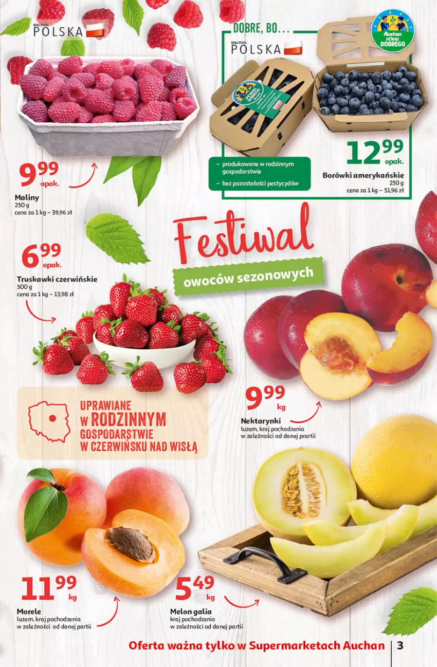 Gazetka promocyjna Auchan - Gazetka Oferta Tygodnia Supermarket Auchan - ważna 22.06 do 28.06.2023 - strona 3 - produkty: Maliny, Melon, Nektar, Truskawki