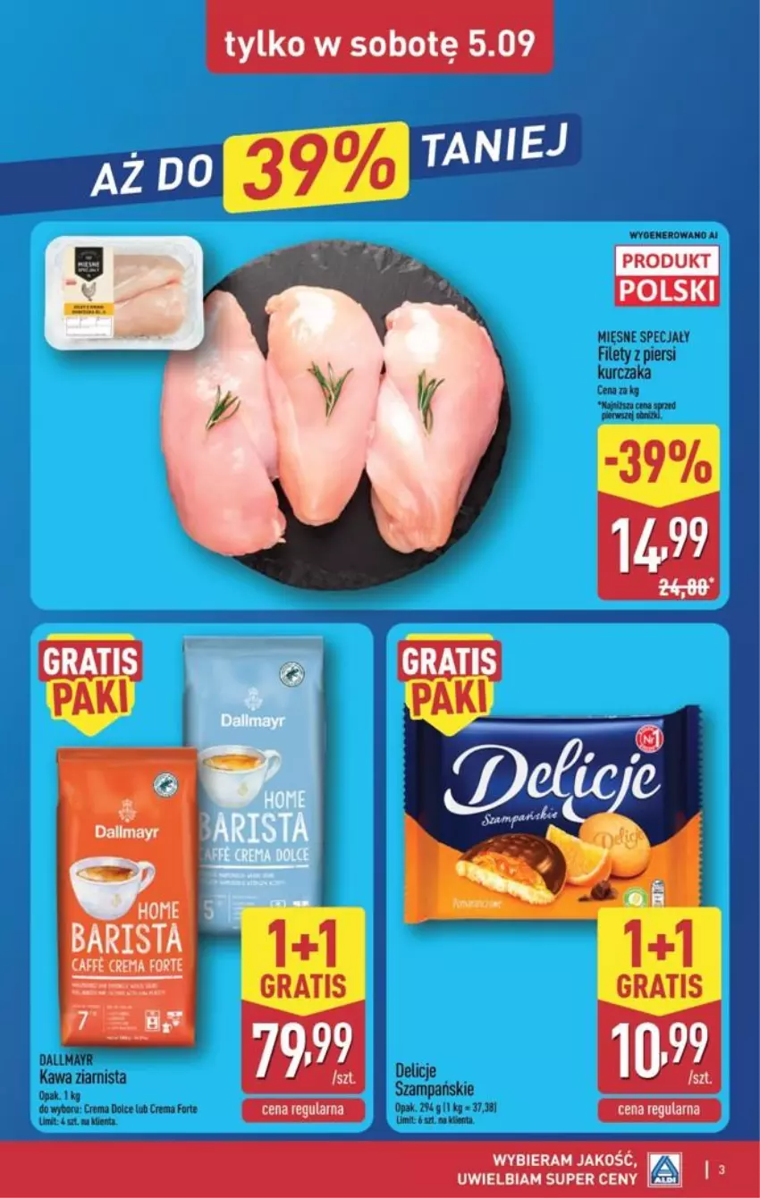 Gazetka promocyjna Aldi - Oferta weekendowa - ważna 03.09 do 05.09.2026 - strona 3 - produkty: Dallmayr, Delicje, Kawa, Kawa ziarnista, Kurczak, Mięsne specjały