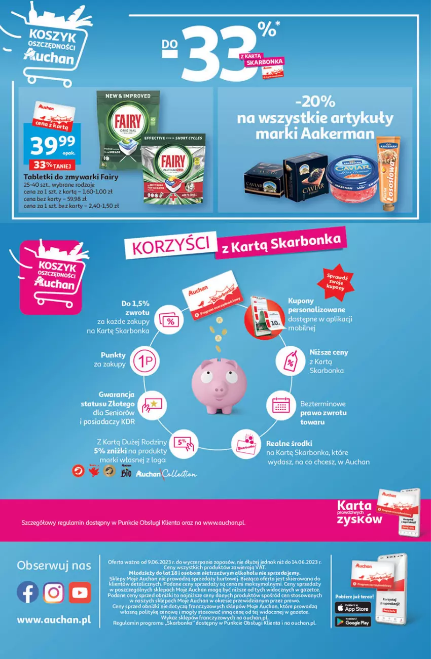 Gazetka promocyjna Auchan - Gazetka Koszyk Oszczędności Auchan Moje Auchan - ważna 09.06 do 14.06.2023 - strona 4 - produkty: Fa, Fairy, Gra, Ser, Tablet, Tabletki do zmywarki, Tera, Zmywarki